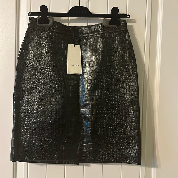 Gucci Dresses & Skirts - Gucci Embossed Leather Skirt